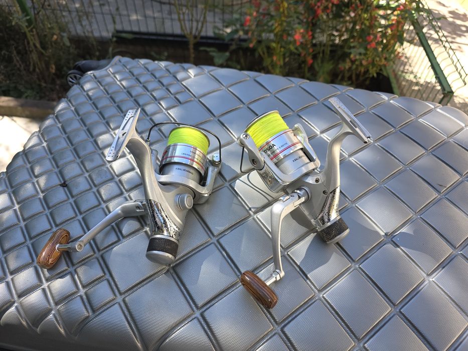 Set 2 Mulinete Pescuit RD50A / CD50A – 8 Rulmenți, Fir Galben Neon și Mâner Lemn