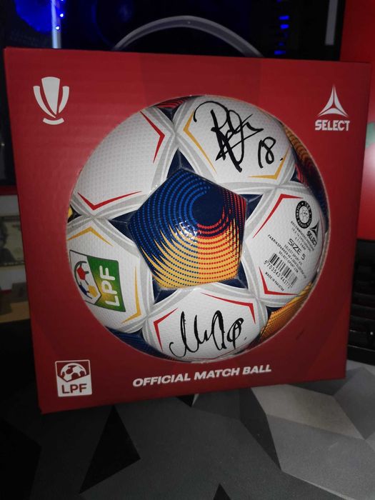Minge OFICIALĂ Match Ball Select Superliga + Autografe VASILE MOGOȘ și MIHNEA RĂDULESCU