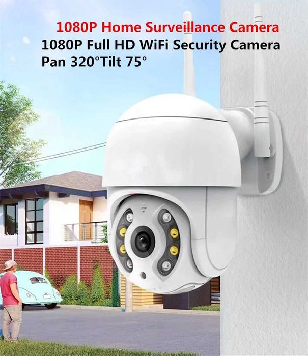 WiFi PTZ Външна Широкоъгълна Въртяща Камера 8MP Full HD