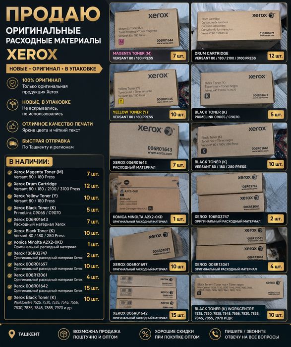 Продам оригинальные расходные материалы Xerox (Новые)
