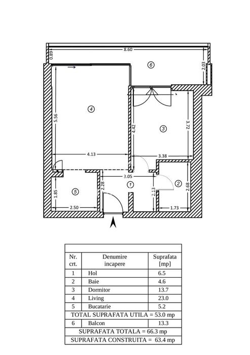 Apartament 2 camere în Yacht Kid, 53 mp, balcon 13,3 mp, Pipera
