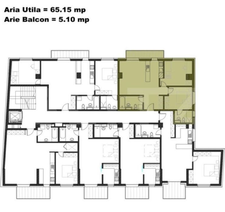 Apartament cu 3 camere, 2 bai, 65 mp, bloc nou, zona Iulius Mall — fotografia 3