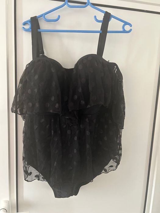 Цял бански 3XL черен с тюл