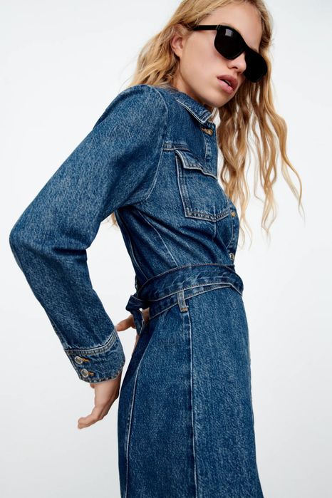 ZARA мини къса рокля от деним