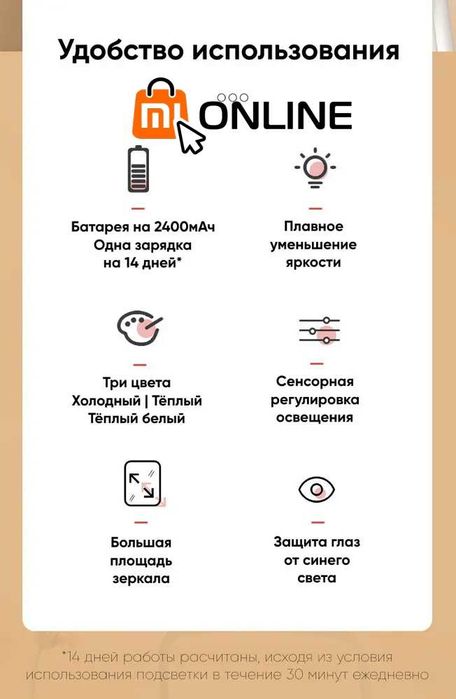 Скидка! Зеркало косметическое с подсветкой Xiaomi Jordan Judy NV505