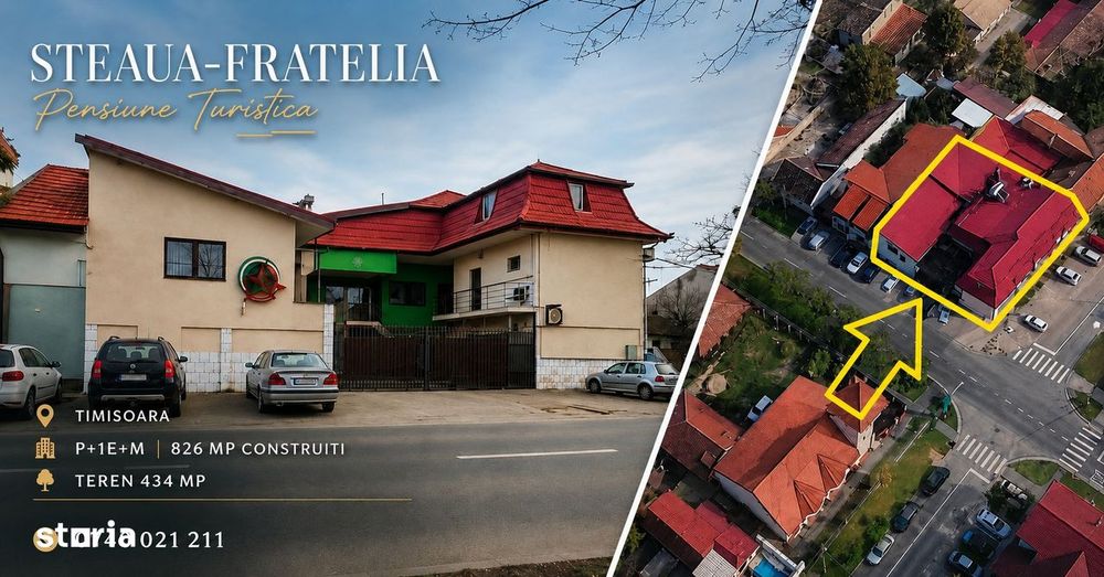 Steaua-Fratelia - Pensiunea turistica - P+1E+M - 826mp + Teren - 434mp