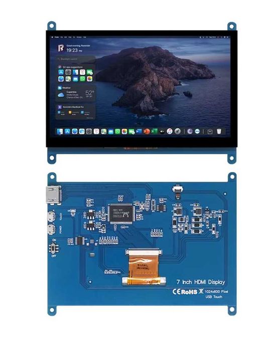 7 Инча IPS Тъчскрийн HDMI Монитор 1024x600 за Raspberry Pi 5, 4, PC