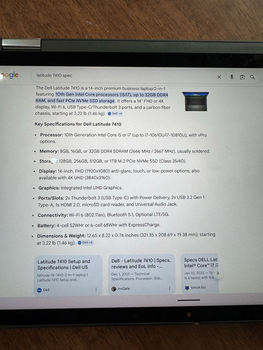 Dell Latitude 7410, intel 10th gen