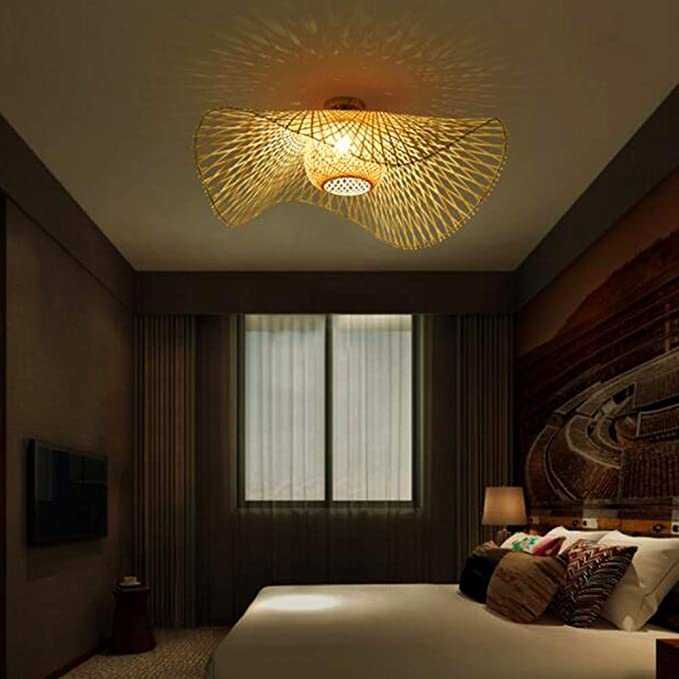 Намален с 20 лв! Ретро естествен бамбуков полилей ратан  Винтидж таван