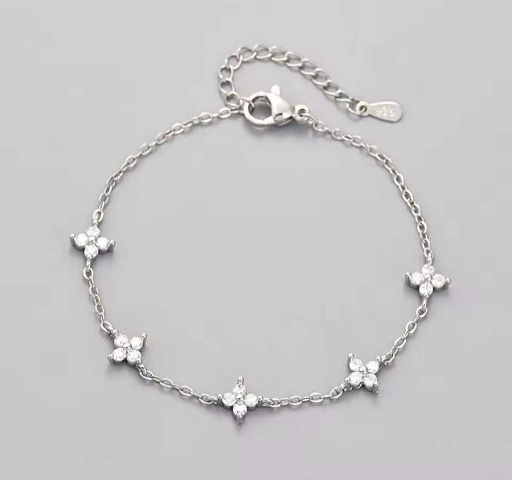 Нова гривна с цирконий сребърни обици сребърни обеци сребро