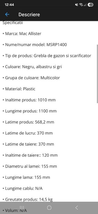 Aerator scarificator electric pentru iarba