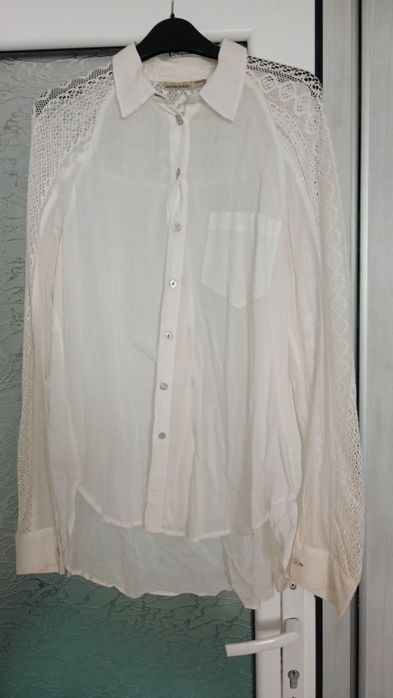 Cămașa damă, pânză topita, crem, măsură M