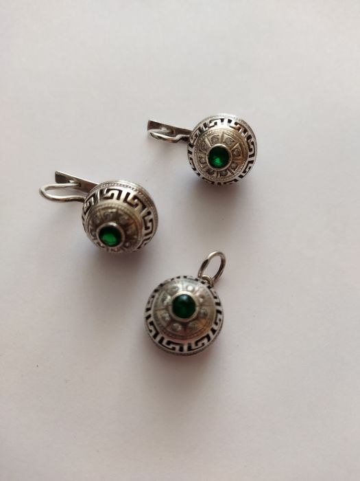 Серьги+кулон серебро 925 пробы новое