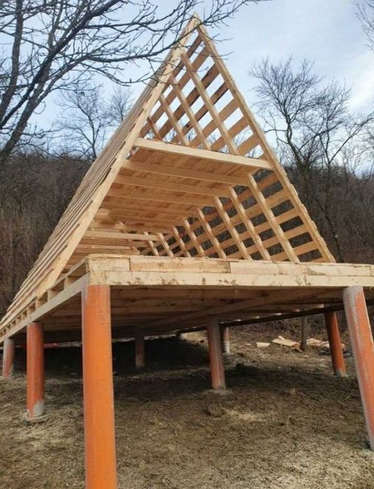 Case modulare la cheie, cabane tip A frame