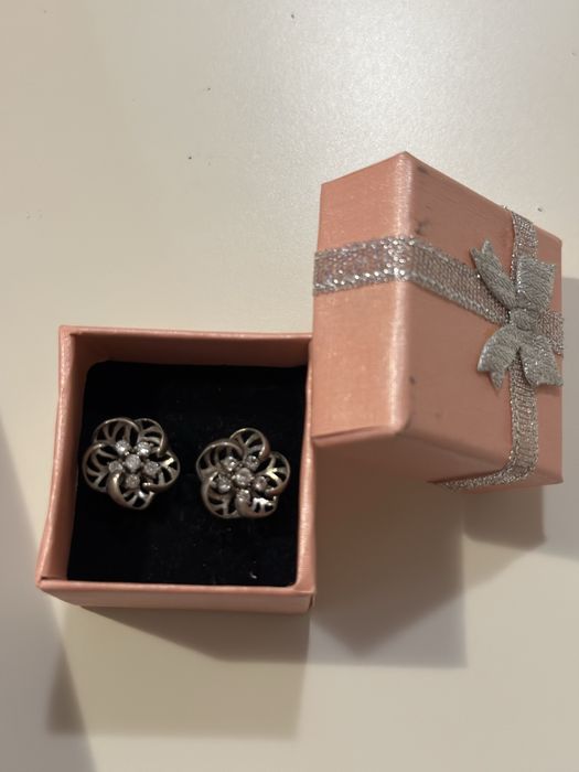 Сребърни обеци - цветенца