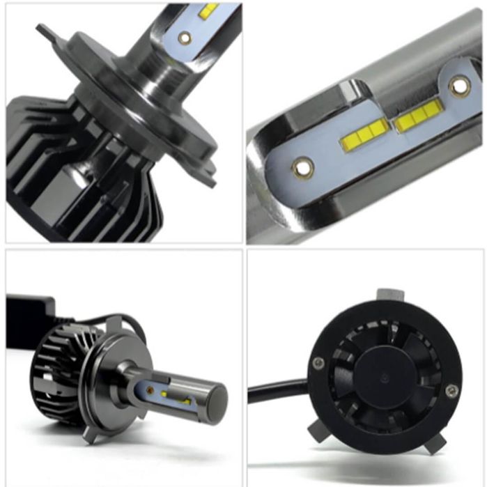 Комплект мини led диодни крушки h4 12v 24v 72w 10000lm canbus