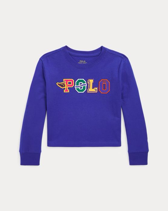 Polo Ralph Lauren Girls Blue Logo Boxy Top or Long-Sleeve T-Shirt