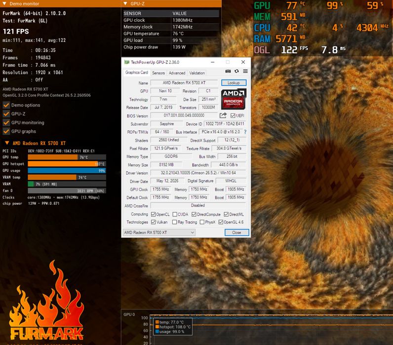 RX 5700 XT Sapphire Pulse 8GB – RTX 3060 / 2070 Super Performance