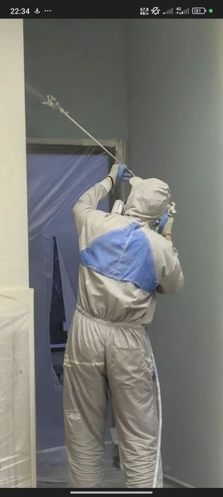 Буёк,краска сепамиз.Безвоздушная покраска стен, потолка. Офисы фасад.