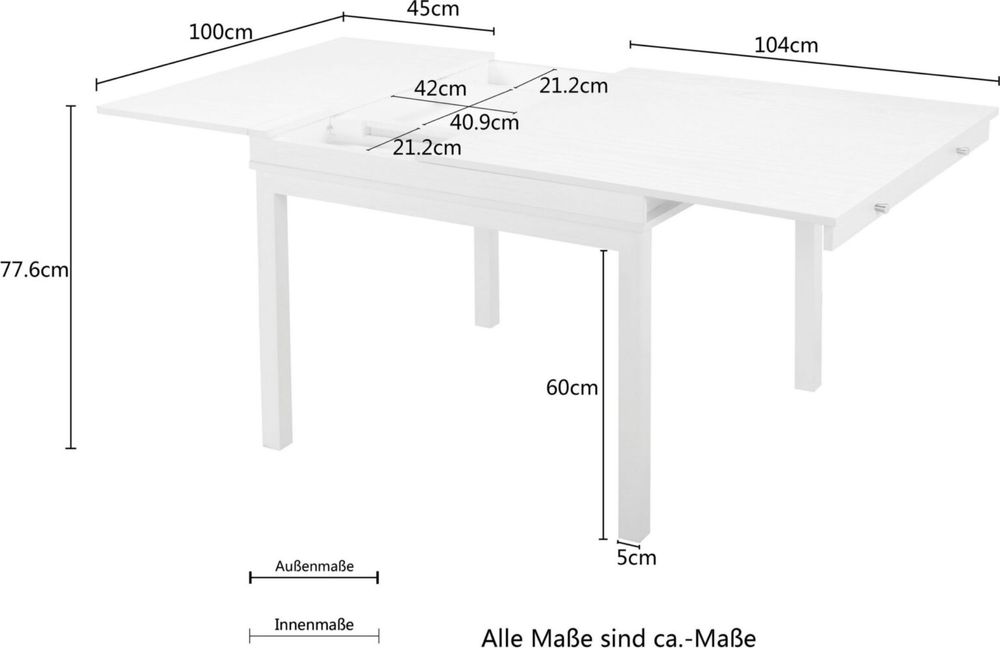 Masa extensibila Andas cu spatiu de depozitare , MDF , Alb , 104-145