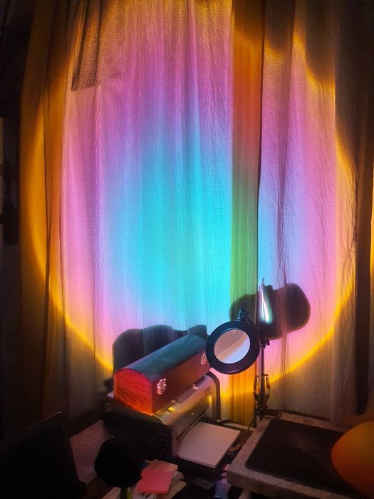 Специална Лампа за Фон Декор Sunset Lamp 360 Rainbow Залез USB Планета