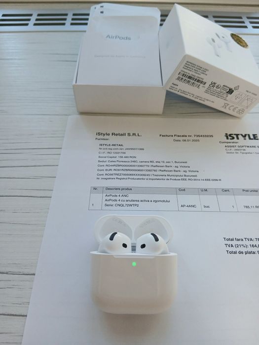 AirPods 4 ANC – folosite rar, stare excelentă