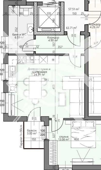 Двустаен апартамент Христо Смирненски 430 - 15365