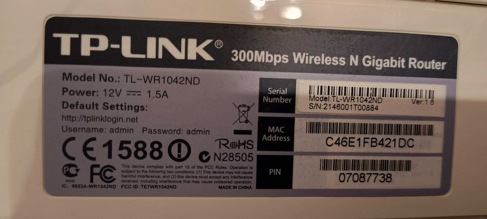 Router TP-Link TL-WR1042ND, Gigabit, 1xWAN, 4xLAN, 300Mbps, USB, FTP