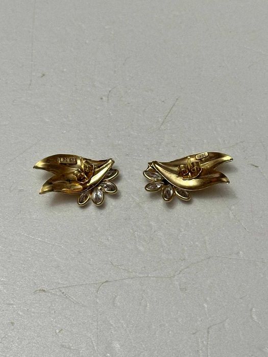 CERCEI AUR 14K + 2 Safire - Model Floare - Grecia - 4.9g. - Vintage !