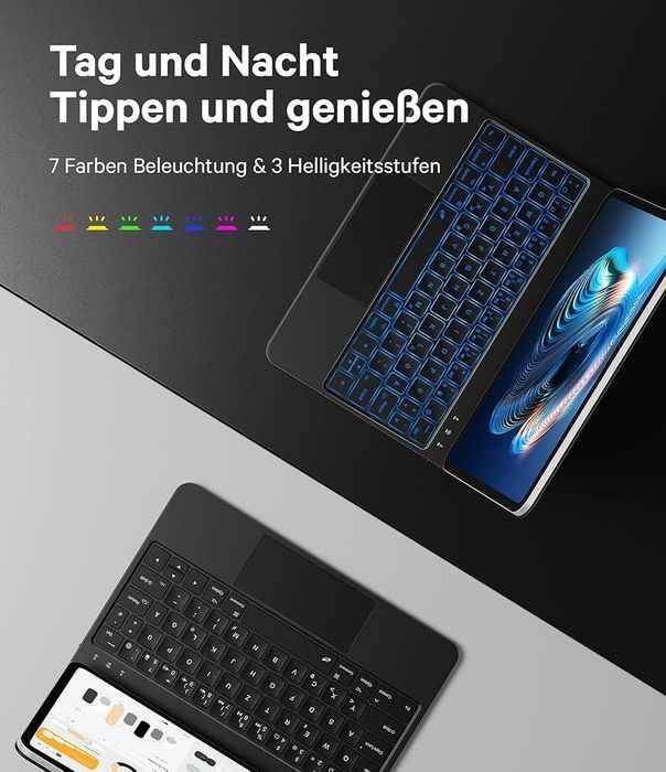 Husă cu Tastatură Earto pentru iPad Air 11 / Pro 11, Magic Style, Trackpad, Iluminată,