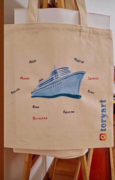 Шопер на заказ.  Роспись на ткани.