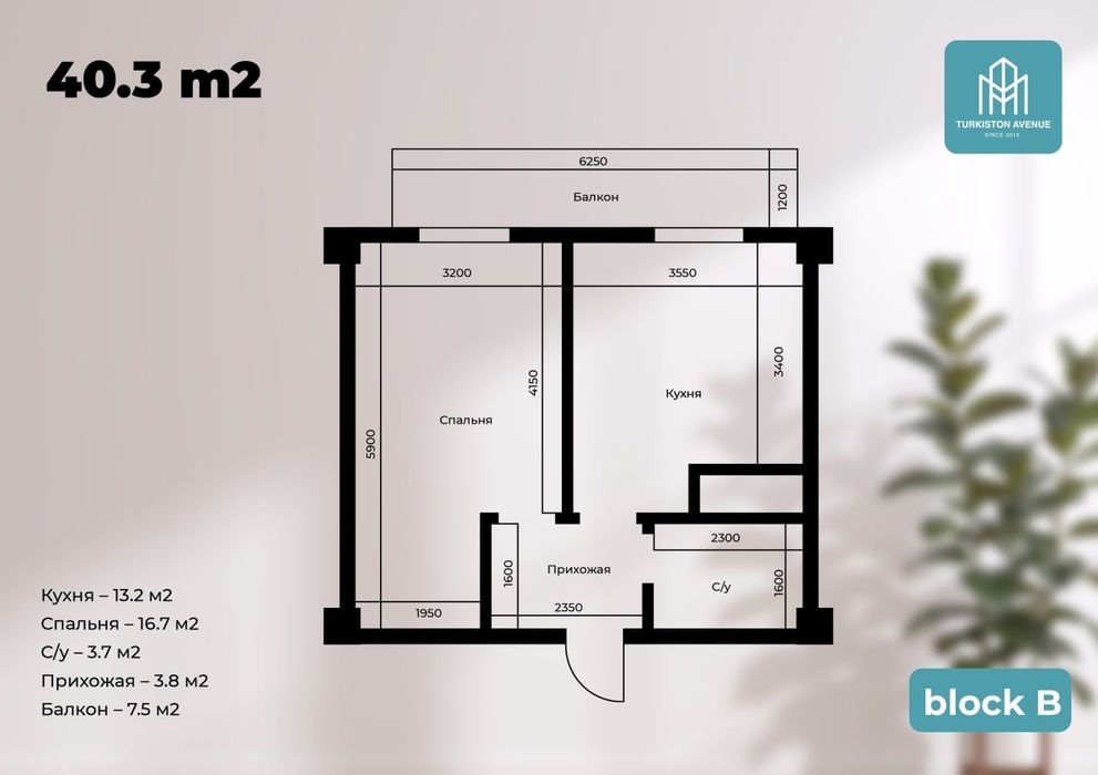 Бошлангич 47 млн сум билан хонадон Туркистан авеню  [1080]
