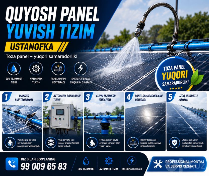 Quyosh panel yuvish tizim ustanofka