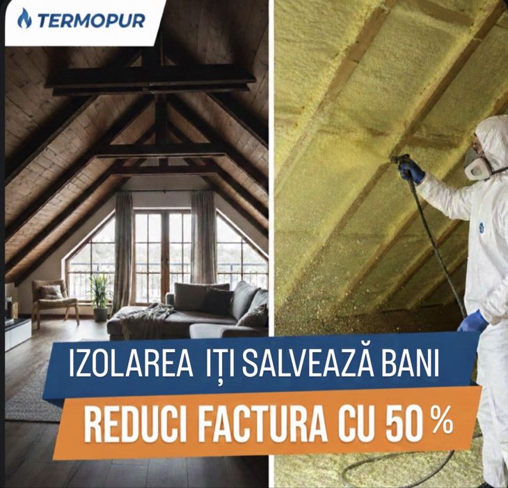 Izolatie cu spuma poliuretanica masarda/pod/acoperis/