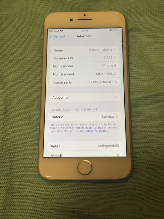 Iphone 8 Alb 64gb. 280lei