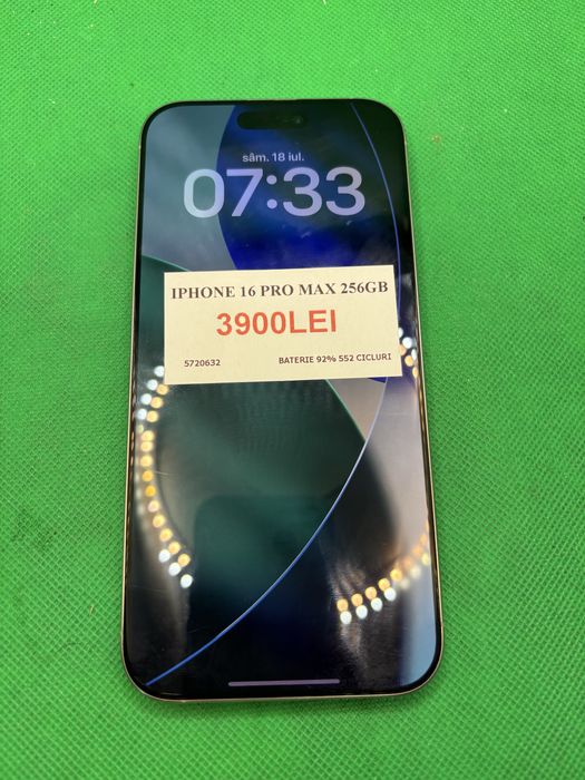 IPHONE 16 PRO MAX 256gb BATERIE 92% •Amanet Lazar Crangasi •57206