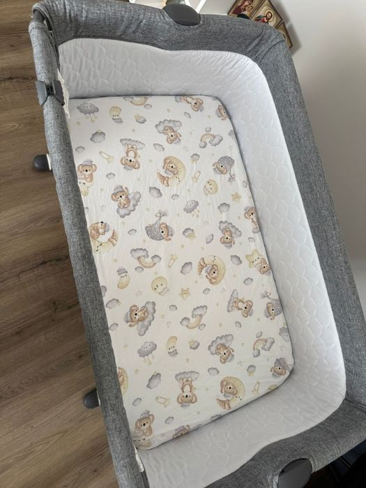 Patut Co-sleeper bebe royal + saltea cocos, protecție și plasa insecte