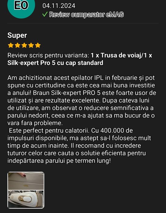 Epilator IPL Braun Silk-expert PRO 5 PL5124, 400.000 impulsuri