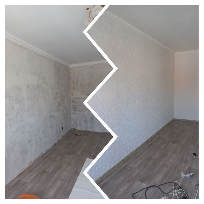 Поклейка обоев и галтель