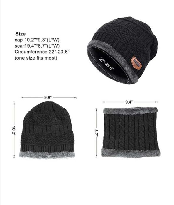 Унисекс комплект зимна шапка с шал (яка)