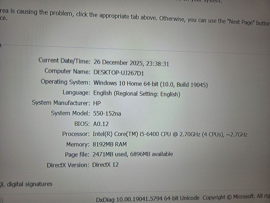 Desktop/Computer/Calculator HP Pavilion 550-152NA i5,SSD 2TB