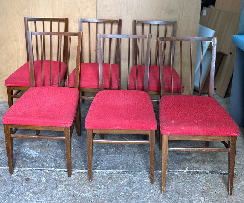 Set 6 Scaune Vintage cu Sezut tapitat; Scaun solid