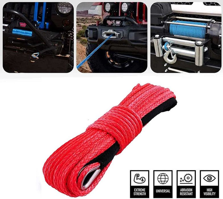 Синтетично въже за лебедка Rudimpex – 28 м / 10 мм червено