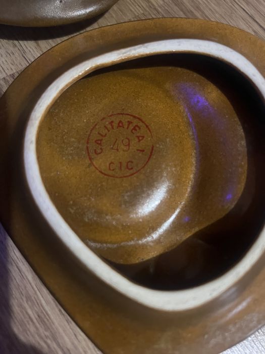 Set rar de cești cu farfurii -Faianță Sighișoara