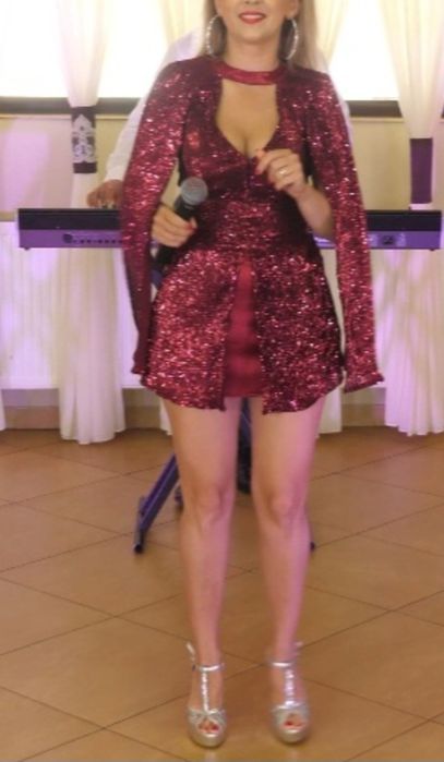 Salopetă vișinie cu paiete damă MĂRIMEA 36 BBY