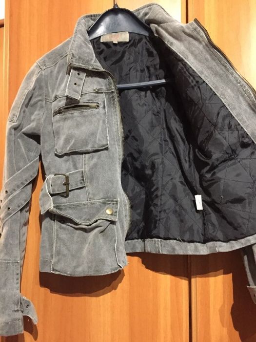 Geaca casual gri heavy distressed