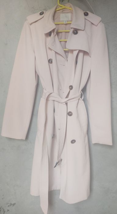 Trench Pardesiu  primavara H&M Roz pastel pudra M Midi