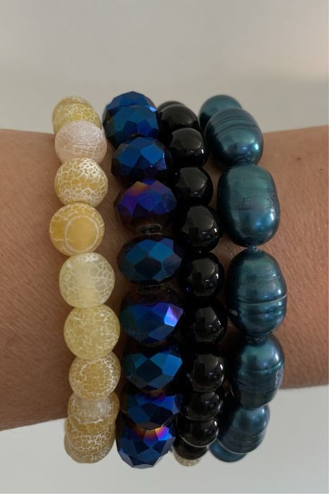 Ръчноизработена брошка & Лот нови бижута с перли, камъни и мъниста