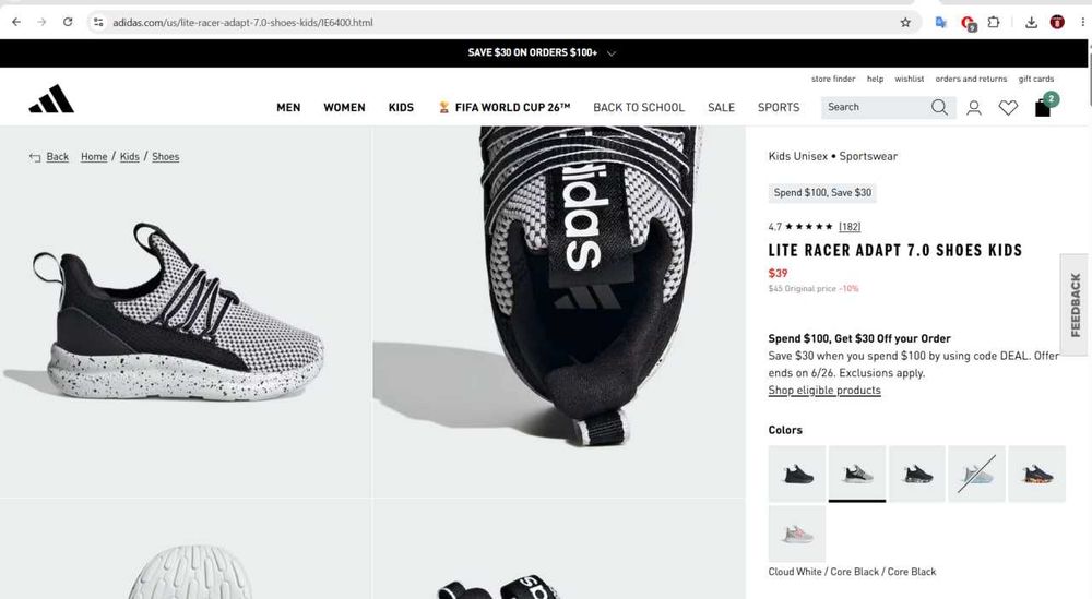 Новые оригинальные детские кроссовки Adidas Размер: 21