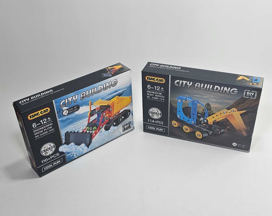 Метални конструктори на ниски цени 6 вида на машини - багер, самосвал.